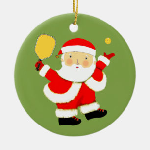 Pickleball Holiday Gift Ceramic Ornament