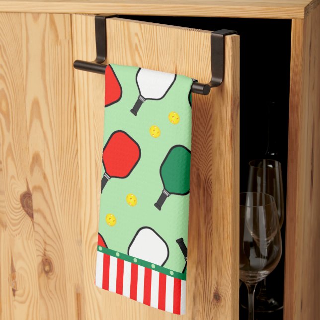 Pickleball Holiday Kitchen Towel (Thirds Fold)