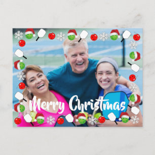 Pickleball Holiday Photo Frame Merry Christmas Postcard