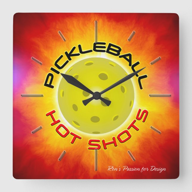 Pickleball Hot Shots 1 Wall Clocks Options (Front)