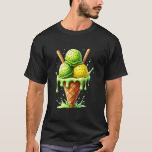Pickleball Ice Cream Cone Watercolor Funny Pickleb T-Shirt