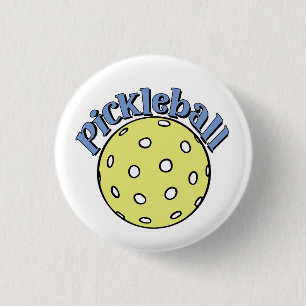 Pickleball in Blue with Yellow Ball 1 Inch Round Button