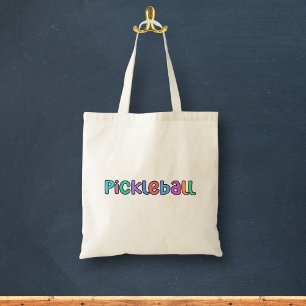 Pickleball in Colourful Multicolor Retro Typograph Tote Bag