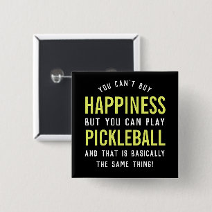 Pickleball is Happiness Funny Pickleball Gift 2 Inch Square Button