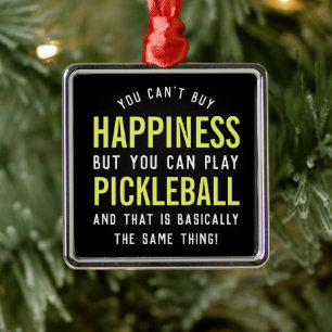Pickleball is Happiness Funny Pickleball Gift Metal Ornament