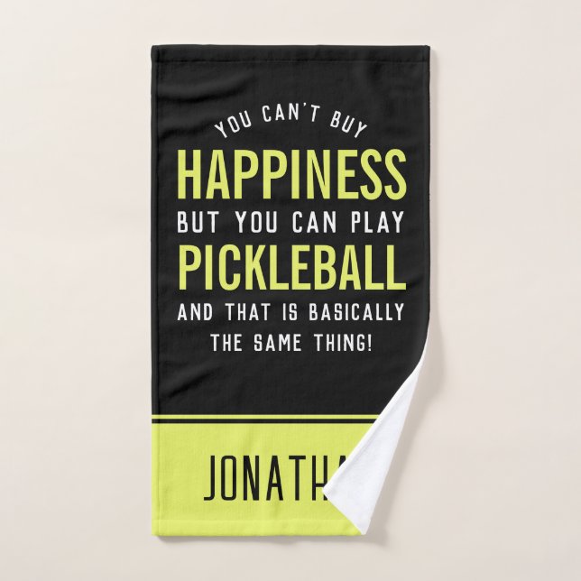 Pickleball is Happiness Funny Pickleball Hand Towel (Hand Towel)