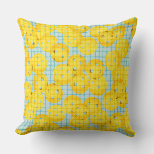 Pickleball is Life - Yellow on Light Blue Throw Pillow