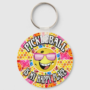 Pickleball is My Happy Place -  Colourful Graphic Keychain