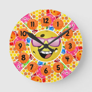 Pickleball is My Happy Place -  Colourful Graphic  Round Clock