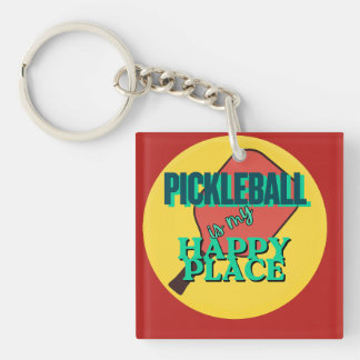 Pickleball is my happy place humour  keychain