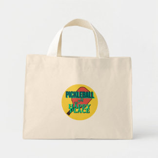 Pickleball is my happy place humour mini tote bag