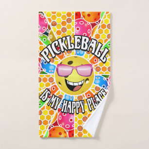 Pickleball is My Happy Place - Yellow Pink Sun Fun Hand Towel