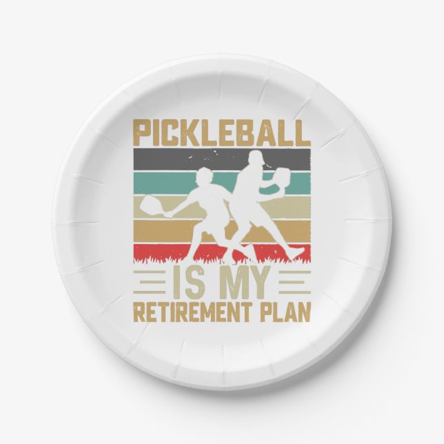 Pickleball Is My Retirement Plan Funny Pickleball  Paper Plate (Front)