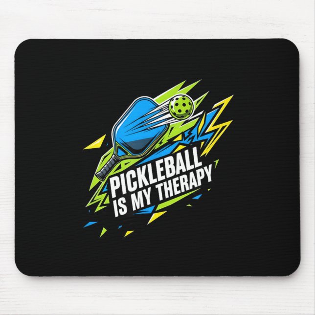 Pickleball is therapy funny paddle ball player gif mouse pad (Front)