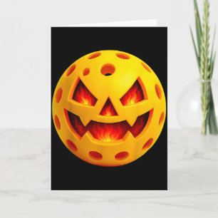 Pickleball Jack O Lantern Pumpkin Face Happy Hallo Card