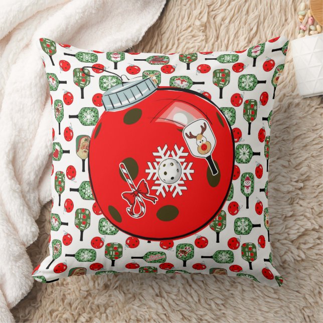 Pickleball Joy Christmas Home Decorations Throw Pillow (Blanket)