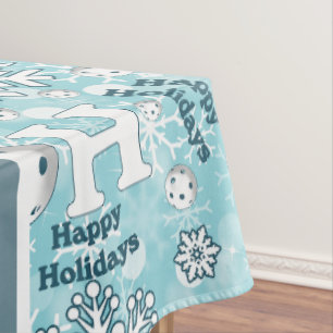 Pickleball Joy Christmas Party Red Green Santa Tablecloth