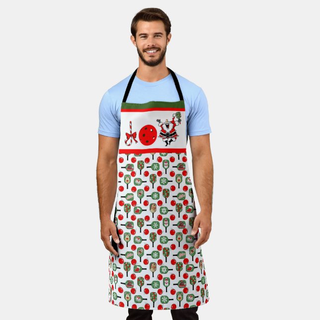 Pickleball Joy Christmas Party Santa Paddles Apron (Worn)