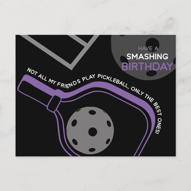 Pickleball Joyeux Anniversaire Noir Carte personna (Devant)