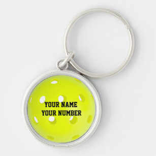 Pickleball Keychain ID Tag YOUR NAME & Number