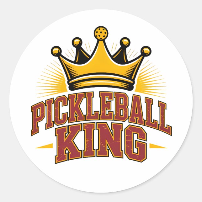 Pickleball King Classic Round Sticker (Front)