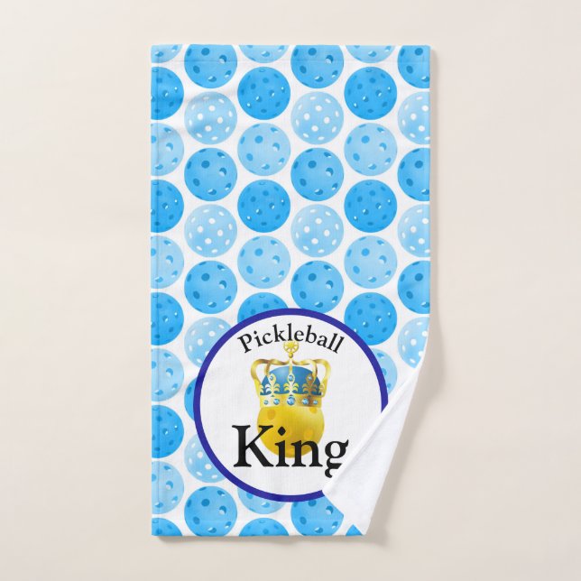 Pickleball King, Yellow Pickleball Wearing A Crown Hand Towel (Hand Towel)