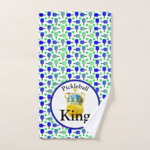 Pickleball King, Yellow Pickleball Wearing A Crown Hand Towel