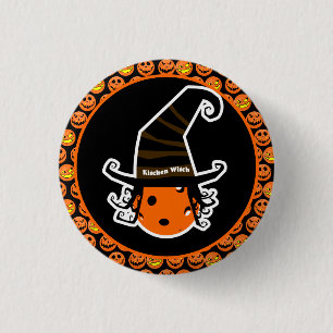 Pickleball Kitchen Witch Cute Pickleball Halloween 1 Inch Round Button