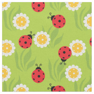 Pickleball ladybugs and daisies custom size fabric