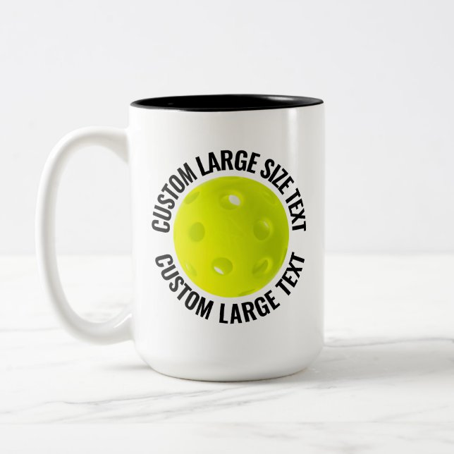Pickleball & Large Text BLACK 15oz Custom Two-Tone Coffee Mug (Left)
