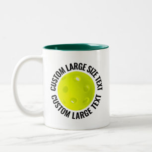 Pickleball & Large Text HUNTER GREEN 11oz Custom Two-Tone Coffee Mug