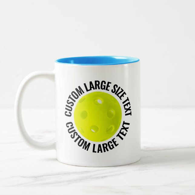 Pickleball & Large Text LIGHT BLUE 11oz Custom Two-Tone Coffee Mug (Left)