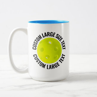 Pickleball & Large Text LIGHT BLUE 15oz Custom Two-Tone Coffee Mug