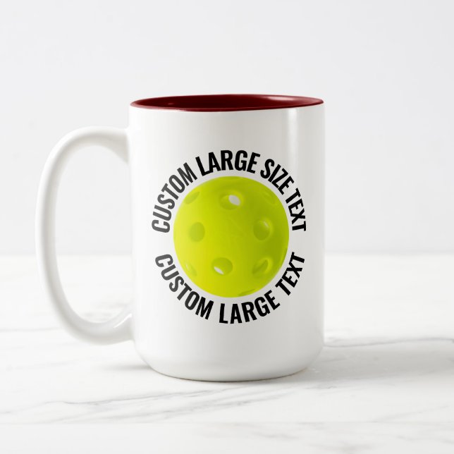 Pickleball & Large Text MAROON 15oz Custom Two-Tone Coffee Mug (Left)
