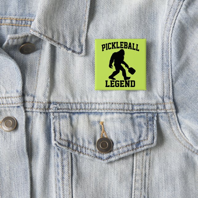 Pickleball Legend Funny Bigfoot  2 Inch Square Button (In Situ)