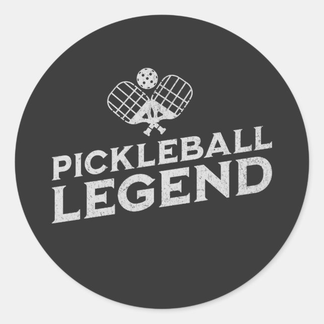 Pickleball Legend Funny Pickle Ball Lover Classic Round Sticker (Front)