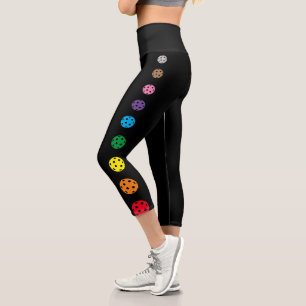 Pickleball Leggings Grey Rainbow Crop Capri