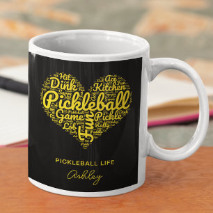 Pickleball Life Word Art Typography Monogram Name Coffee Mug