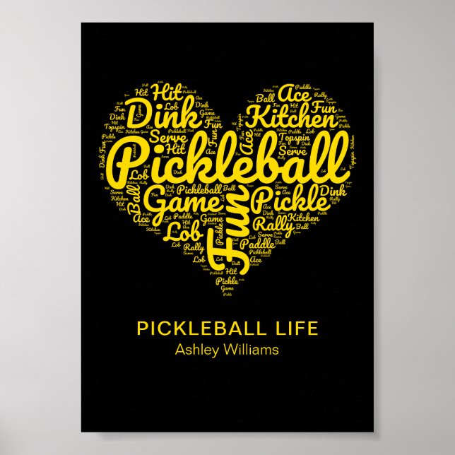 Pickleball Life Word Art Typography Personalized Poster (Front)