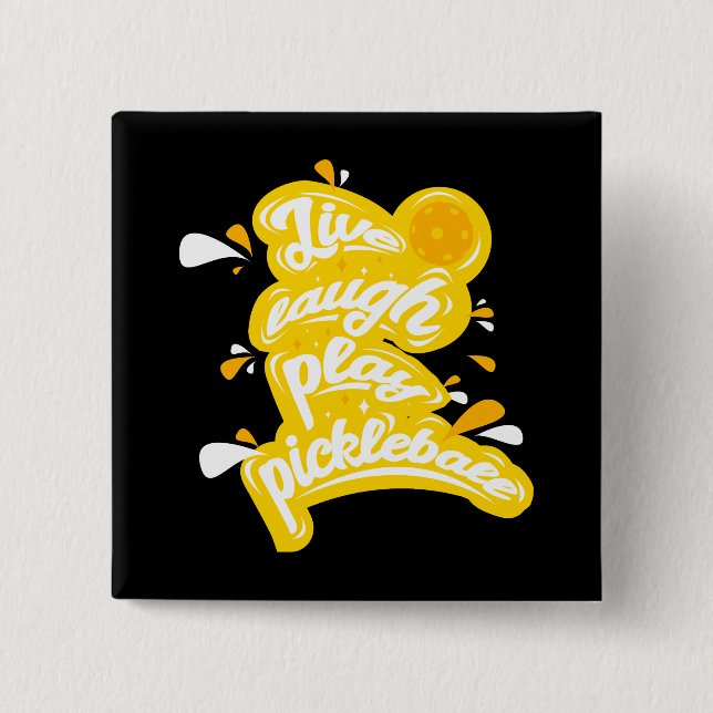 Pickleball - Live Laugh Play Pickleball 2 Inch Square Button (Front)