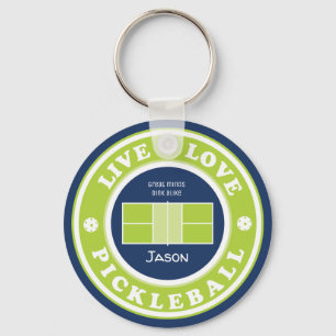 Pickleball: live, love, pickleball, custom text  keychain