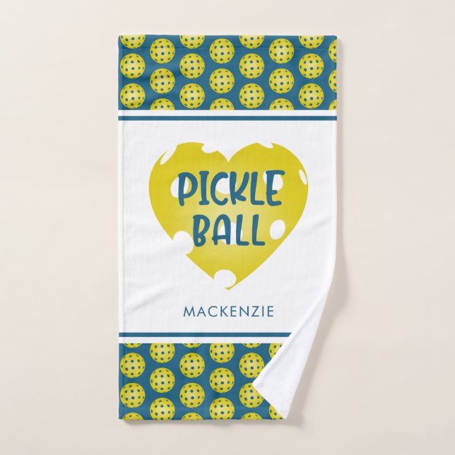 Pickleball Love Heart Custom Colour Personalized Hand Towel (Hand Towel)