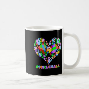 Pickleball love heart funny colorful paddle sports coffee mug