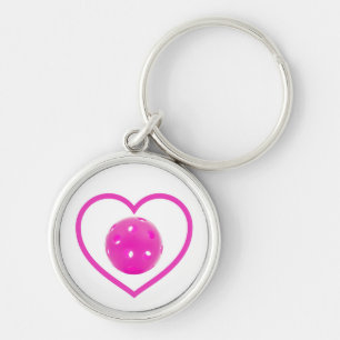 Pickleball love pink pickle ball sport pink keychain