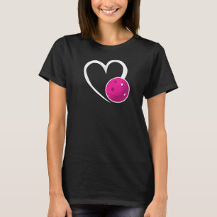 Pickleball Love White Heart Purple Pickleball T-Shirt