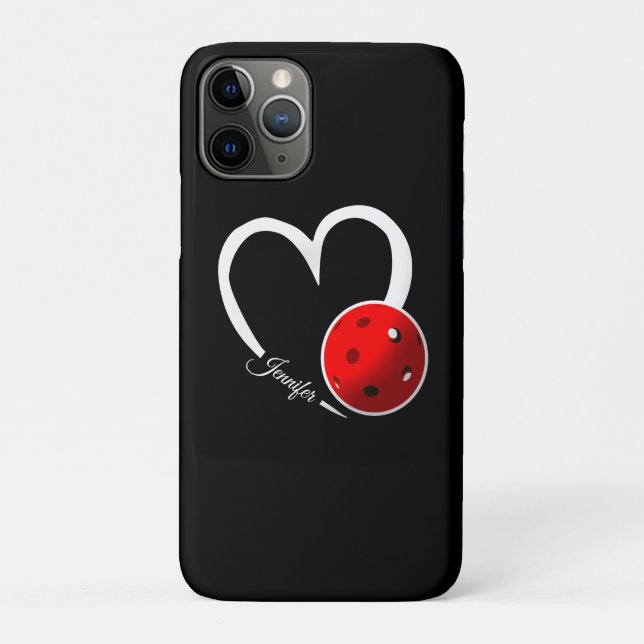 Pickleball Love White Heart Red Pickleball Case-Mate iPhone Case (Back)