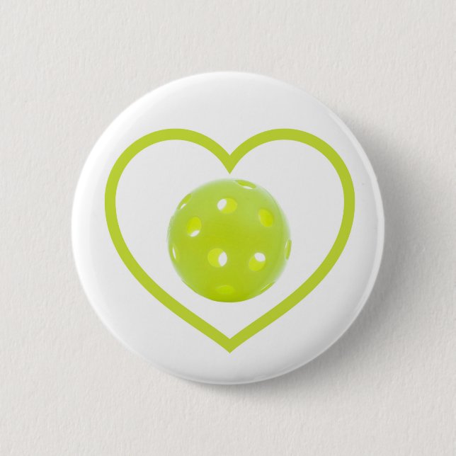 pickleball love yellow pickle ball 2 inch round button (Front)