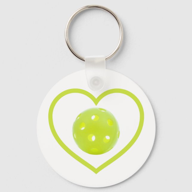 pickleball love yellow pickle ball keychain (Front)