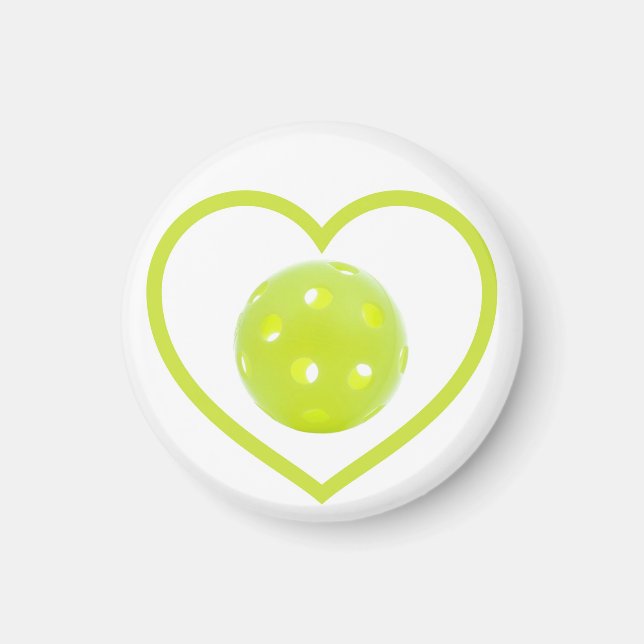 pickleball love yellow pickle ball magnet (Front)