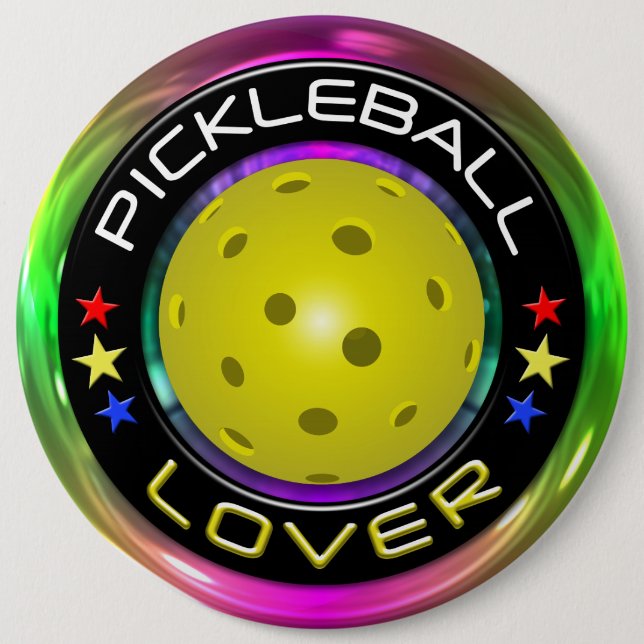 Pickleball Lover 1 Options 6 Inch Round Button (Front)